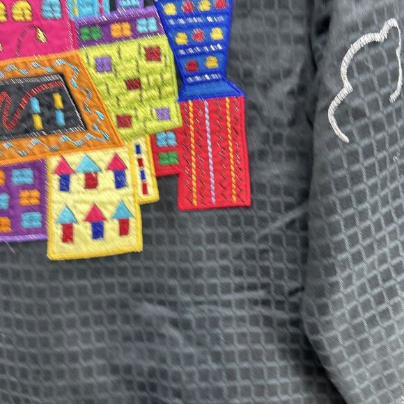 PUSHPA Vintage Blazer Women's Medium Colorful Sky Scraper Buildings Rainbow 90s - Picture 11 of 15